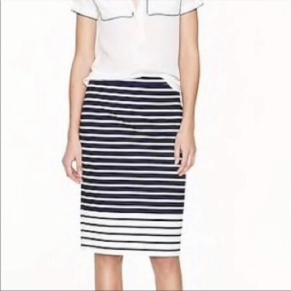 J. Crew navy & cream striped pencil skirt size 12 - Picture 4 of 12
